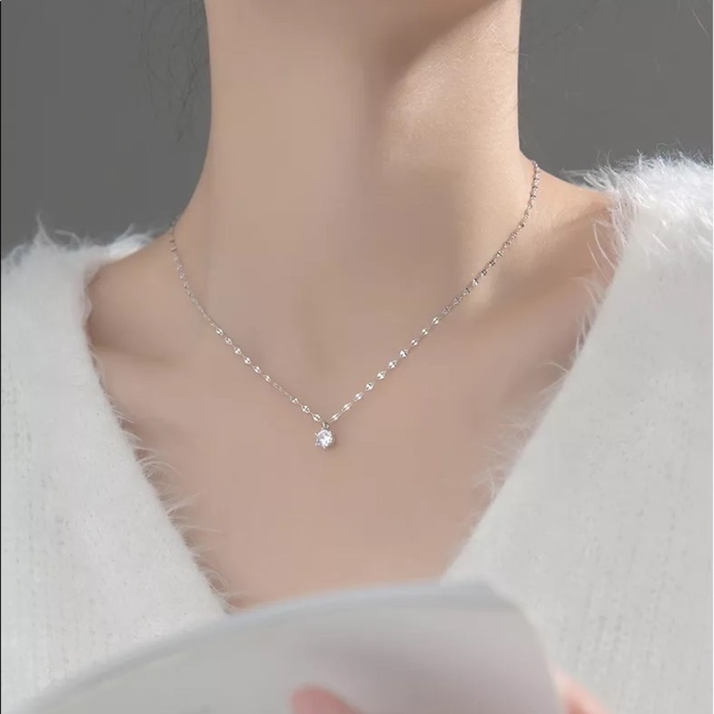 New Sterling Silver 925 Crystal Pendant adjustable Necklace